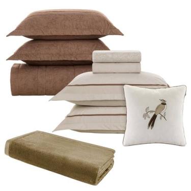 Imagem de Kit Enxoval Queen 200 Fios Karsten Lençol + Colcha + Manta, Sortido 4