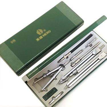 Imagem de Bússola de desenho conjunto de ferramentas de bússola de desenho profissional, conjunto de matemática 9 peças suprimentos para estudantes para carpintaria, desenho e desenhos de engenharia bússola de