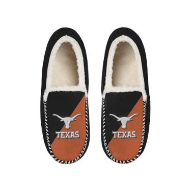 Imagem de FOCO Chinelo mocassim unissex unissex licenciado oficialmente com logotipo colorido block, forro sherpa, Texas Longhorns, 9-10 Women/7-8 Men