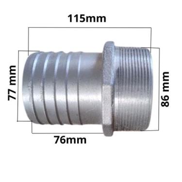 Imagem de Espigão Adaptador Roscavel Aluminio Para Mangueira 3 pol. - Top Opes