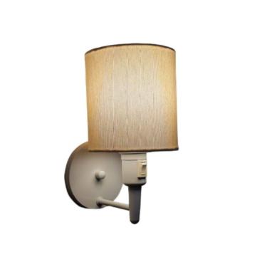 Imagem de Arandela Cilíndrica Md-2030 Branca Com Liga e Desliga Cúpula Algodão Cru - Bivolt