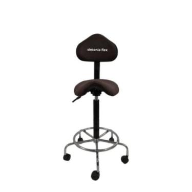 Imagem de Cadeira Mocho Sela Alta 65 Min. 75 Max. Cromada Suede Marrom