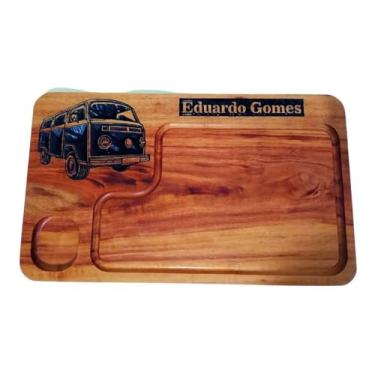 Imagem de Tábua de Cortar Personalizada Churrasco Profissional, Com Nome, Logo, Símbolo, Iniciais Etc, Madeira Nobre, Tábua 50x30x2,5cm, Presente Único