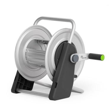 Imagem de Carretel de mangueira de jardim de metal, suporte de mangueira de até 50 a 80 pés de mangueira de 5/20.3 cm, carretel de mangueira de água montado na parede, carretel de mangueira portátil para