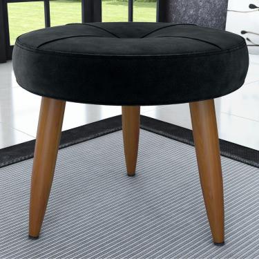 Imagem de Puff Redondo Para Sala Miami Veludo Inca Preto
