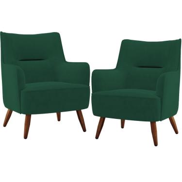 Imagem de Kit 02 Poltronas Isabella D02 Veludo Verde C-303