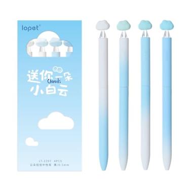 Imagem de lopet 4 canetas de tinta de gel Cloud Twist, secagem rápida, escrita suave, 0,5 mm, ponta preta, ponta ST, estudantes, escola, escritório, anotações, artigos de papelaria para meninas, meninos