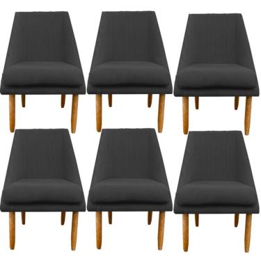 Imagem de Kit 06 Cadeiras Para Sala De Jantar Ana Pés Palito Suede Grafite D'classe Decor