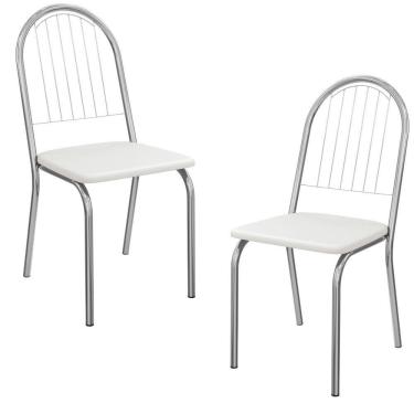 Imagem de Kit 2 Cadeiras Cromada Sala Jantar 2C077CR Corino Kappesberg Branco