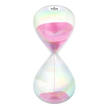 Imagem de Temporizador de areia de 1 minuto, ampulheta de relógio de areia de 1 m com design simples Biloba Puff, relógio de areia de 1 minuto para casa, mesa, escritório decorativo (rosa)