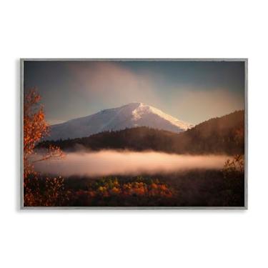 Imagem de Stupell Industries Arte giclée emoldurada cinza com folhagem de outono e pico da montanha nevada, design de Jonathan Zaharek, 20 x 30