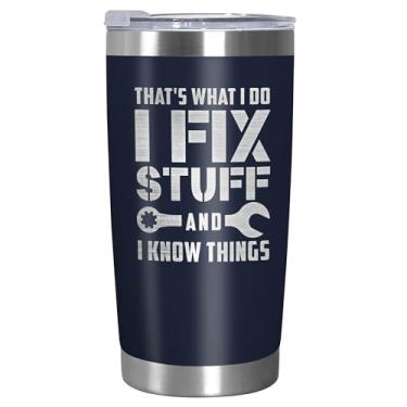 Imagem de AXIARA Presentes engraçados para homens - Copo de café isolado de aço inoxidável de 590 ml com tampa - Presentes de aniversário de dia dos pais para ele homens pai marido tio avô, presentes para pai