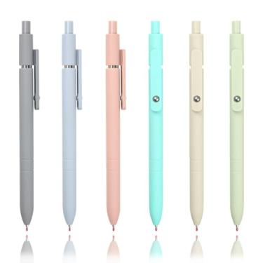 Imagem de FZWONVUC 6 canetas de gel coloridas, ponta fina de 0,5 mm para anotações, escrita, secagem rápida, para escritório, material escolar, presentes para mulheres, professoras e estudantes (Morandi-6 peças