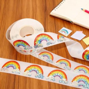 Imagem de 500 adesivos de Natal, adesivos de animais fofos, adesivos de arco-íris, rolo decorativo para artesanato e presentes