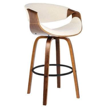 Imagem de Banqueta Nicole Base Madeira - Linho Creme