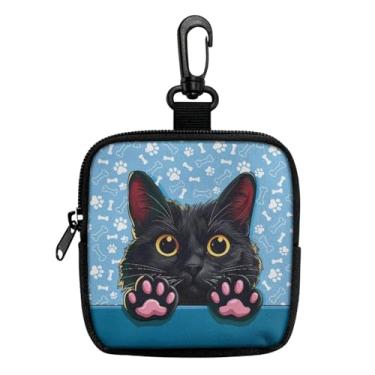 Imagem de Mini porta-moedas porta-chaves bolsa portátil para chaves, moedas, fone de ouvido, batom, porta-cartões, organizador de cabos, bolsa com zíper, acessórios, Patas de gato