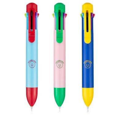 Imagem de M&G Canetas multicoloridas, 8 em 1, canetas esferográficas coloridas de 0,7 mm, ponta fina, escrita suave, design fofo para diário, trabalho, escola e escritório, 3 peças