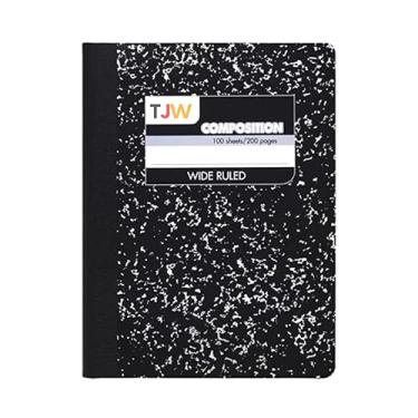 Imagem de The Jumble Words Caderno de composição, pautado largo, 100 folhas, 25 cm x 19 cm, mármore preto, diário de escrita para estudantes, capa durável, material escolar para ensino fundamental e