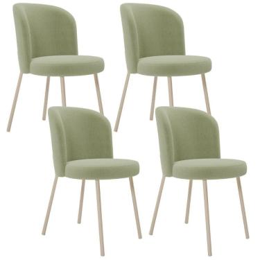 Imagem de Kit 04 Cadeiras Para Sala De Jantar Cozinha Estofada Gavi Arena L02 Bouclê Oliva - Lyam Decor