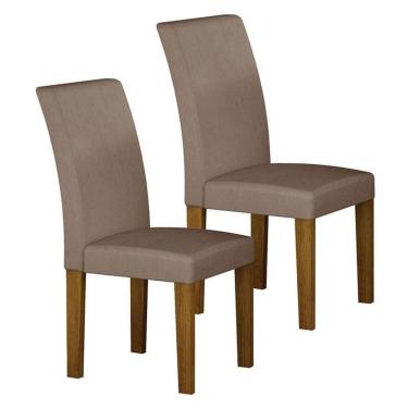 Imagem de Cadeira Para Mesa De Jantar Napoli Mdf Kit 2 Peças Freijó Joli Camurça - Leifer Móveis