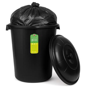 Imagem de Lixeira Gigante Coleta Seletiva Container Cesto De Lixo Com Tampa Alca 61 Litros Grande Organizador Mudanca Multiuso Cas