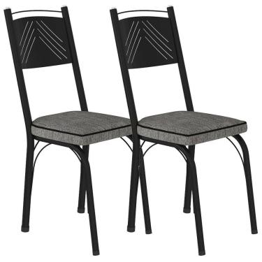 Imagem de Kit 2 Cadeiras Tubular Europa 151 Preto Assento Grafiato Artef Grafiato