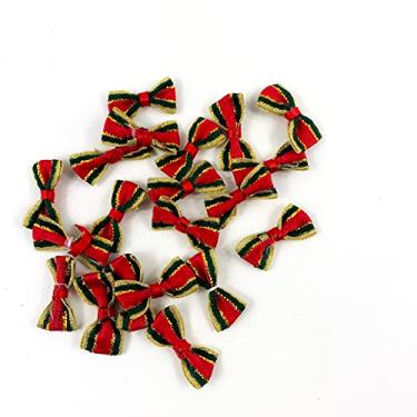 Imagem de Heyiwell 20 peças de mini laços de cetim vermelho e dourado para enfeites de Natal para scrapbooking, costura, artesanato, acessórios de cabelo 30 x 15 mm