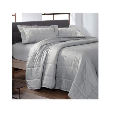 Imagem de Cobre Leito Casal Satinée Square Prata 300 Fios - Kacyumara Casal