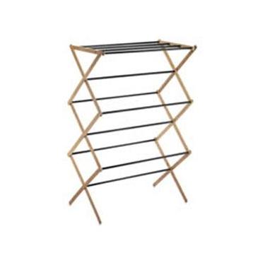 Imagem de Varal Vertical 3 Andares Em Bambu Com Hastes Metálicas Preto