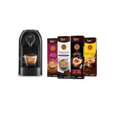 Imagem de Kit Máquina Passione Preta 220V + 40 Cápsulas TRES
