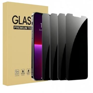 Imagem de Pacote com 4 películas protetoras de privacidade para iPhone 12 Mini, antiespião, dureza 9H, inquebrável, antiarranhões, impressões digitais, sensível ao toque, filme PET, filtro de luz azul, fácil