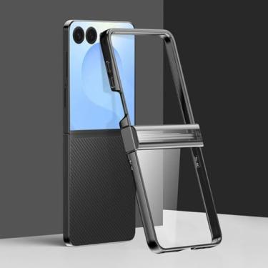 Imagem de Capa transparente de luxo com revestimento eletroplástico para Samsung Galaxy Z Flip 3 4 5 6 7 Zflip7 Flip6 5g (para Galaxy Z Flip7/Preto)