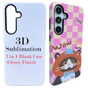 Imagem de JUSTRY 5 peças 3D 2 em 1 capa de telefone de filme de sublimação para Samsung Galaxy S25 FE, capas de filme personalizáveis DIY revestidas em 3D em branco, capas de filme personalizáveis, fáceis de