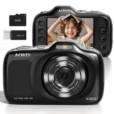 Imagem de Câmera digital, câmeras de vlogging 4K com foco automático para fotografia com cartão de 32 GB, câmera digital compacta portátil de 64 MP para adolescentes, crianças, adultos, iniciantes, com zoom de