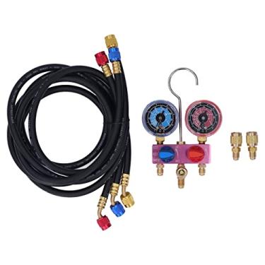 Imagem de Akozon G1/4 Mini Conjunto de Manômetro de Refrigerante Com Mangueira e Válvula de Esfera para R22 R32 R410a-manômetro Coletor para Hvac e Uso Automotivo