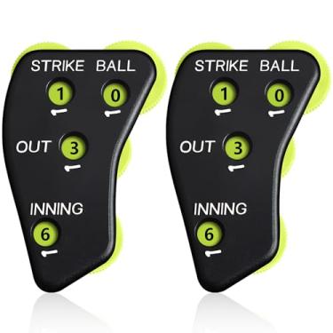Imagem de Deekin 6 peças 4 rodas beisebol árbitro clicker preto indicador engrenagem prática beisebol contador clicker para scorekeeper gravação outs, bolas de softball, equipamento de árbitro (preto verde)