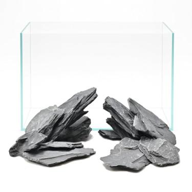 Imagem de kecilke Pedra de dragão natural para decoração de aquário, 9 kg, 7 a 25 cm, rocha de ardósia para tanques de camarão de água doce (9 kg, rocha de ardósia)