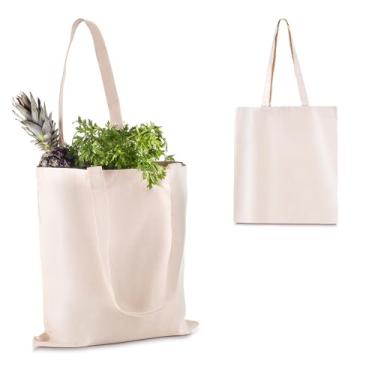 Imagem de Sacola em Algodão Cru 220g/m², Natural, 42x38cm, Alça 30cm, Reutilizável