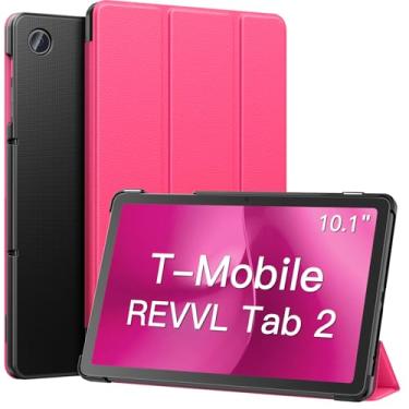 Imagem de MoKo Capa para tablet T-Mobile Revvl Tab 2 2025 de 10,1 polegadas, capa de couro leve e fina com suporte completo com três dobras com despertar/hibernar automático para tablet Revvl Tab 2 lançado em