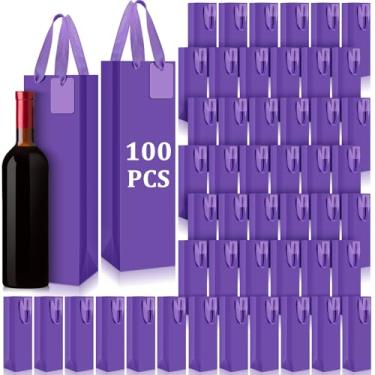 Imagem de Windyun Sacos de vinho a granel para presente de vinho 10 x 9 x 35 cm Saco luxuoso de papel resistente com alças para champanhe, álcool, presentes, varejo, embrulho de presente de negócios, festa de