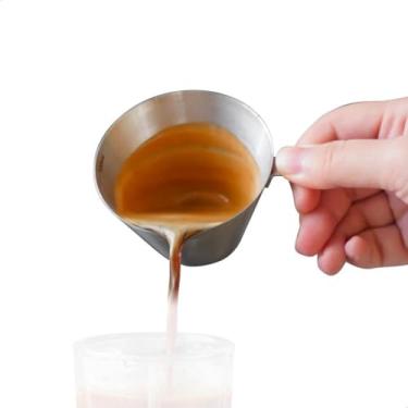Imagem de watchget Copos de café expresso de aço inoxidável, bico único e copo medidor de balança com alça, capacidade de 100 ml, acessórios de café expresso para cafeteira, prata