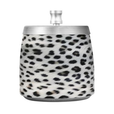 Imagem de JUZIHAI Cinzeiro de impressão de leopardo com tampa, bandeja de cinzeiro de aço inoxidável inodoro à prova de vento cinzeiro sem fumaça para escritório em casa, pátio, varanda, fumar cigarros