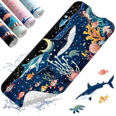 Imagem de XIYUNTE Tapete de banho infantil antiderrapante para banheira, 101 x 40 cm, antiderrapante para crianças e adultos, tapete de banho seguro para bebês com ventosas e orifícios de drenagem, tapete de