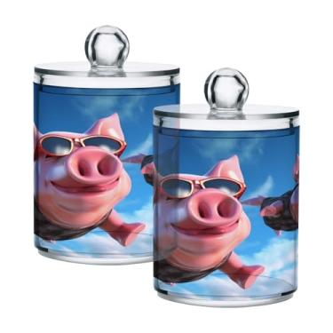 Imagem de Qilmy Qtip Suporte de boticário de 400 ml, frasco de armazenamento de boticário de plástico transparente com tampa, dispensador de recipiente de banheiro para bola de algodão, cotonete, fio dental