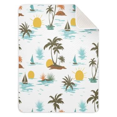 Imagem de Qilmy Cobertor de bebê com estampa de verão 76 x 101 cm, cobertor infantil de algodão macio para meninos e meninas, cobertor leve e quente para bebês e bebês recém-nascidos