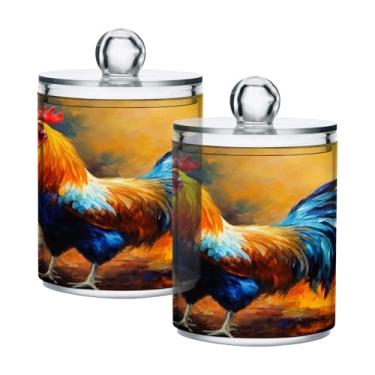 Imagem de Qilmy Qtip Suporte de boticário de 400 ml, frasco de plástico transparente com tampa, dispensador de recipiente de banheiro para bola de algodão, cotonete, fio dental, pacote com 2