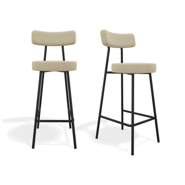 Imagem de Kit 2 Banquetas Altas Bock Linho Estrutura Metal Assento Linho 101 cm Cor Cobre SSX Mul...
