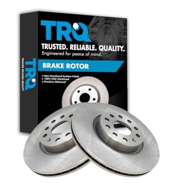 Imagem de TRQ Conjunto de par de rotores de freio a disco dianteiro para A3 / A3 Quattro/Beetle/CC/Eos/Golf/Golf Alltrack/GTI/Jetta/Passat / Q3 / Q3 Quattro/Tiguan/TT/TT Quattro