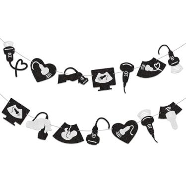 Imagem de 3 peças de decoração de banner de exame de ultrassom, decorações de festa de aniversário para médicos de ultrassom, técnicos de radiologia de raios-X, enfermeiros, médicos, suprimentos de festa de