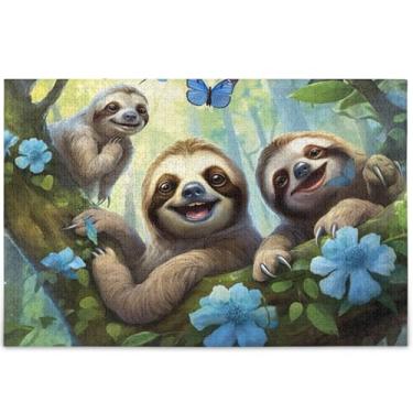 Imagem de Quebra-cabeça para adultos, preguiças sorridentes personalizadas, 500 peças, arte de paisagem, presentes para jogos de elefante branco, 52 x 37,8 cm